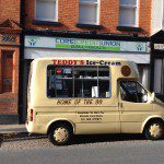 Ice Cream Van outside Ballybrack with no flag and CU sign – straight on view