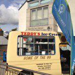 Ice Cream Van outside Shankill – back of van flags
