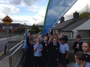 St Annes kids with ice cream standing with flag