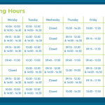 Opening hours white background