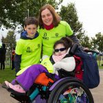 7th October 2017 – Kilbogget Park, Ballybrack – Pictured at the dlr Community 5K Fun Run which is part of Dún Laoghaire-Rathdown County’s Festival of Inclusion 2017 were, left to right,Fionn, Majella and Liv Leonard-Murray from Shankill.Photo by Peter