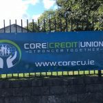 Core banner on railings