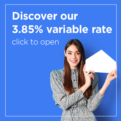 Image link to click through to landing page focussing on our 3.85 percent variable mortgage.